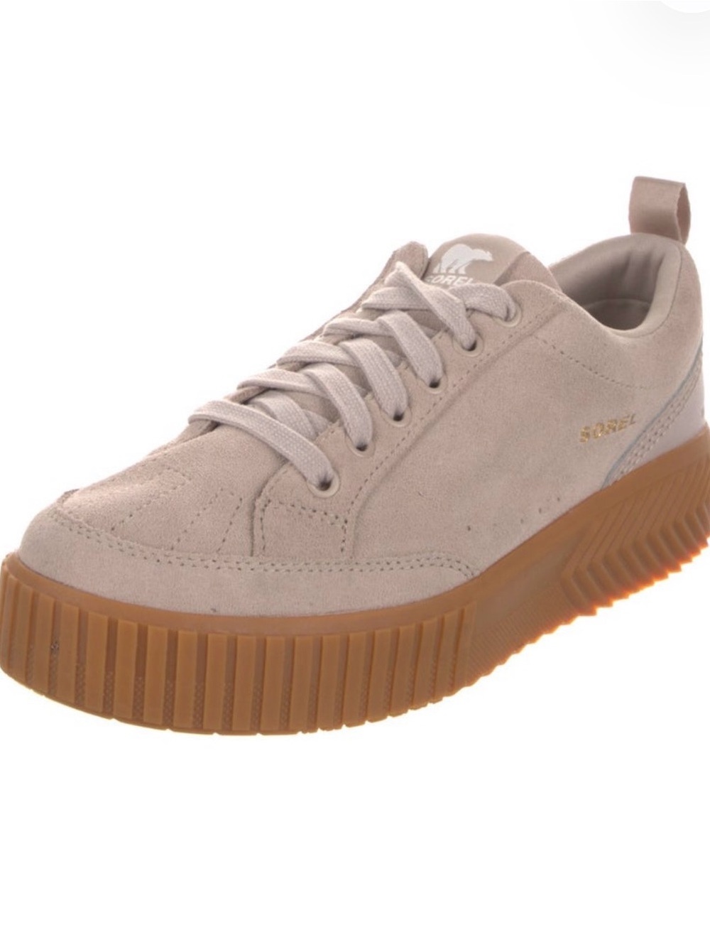 Sorel Women's Ona Ave Beige Suede Low-Top Platform Sneaker size 7.5
